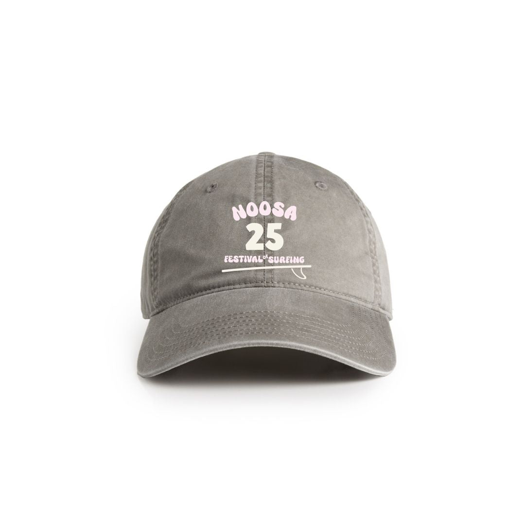 2025 EMBROIDERED CAP - FADED GREY/LIGHT PINK