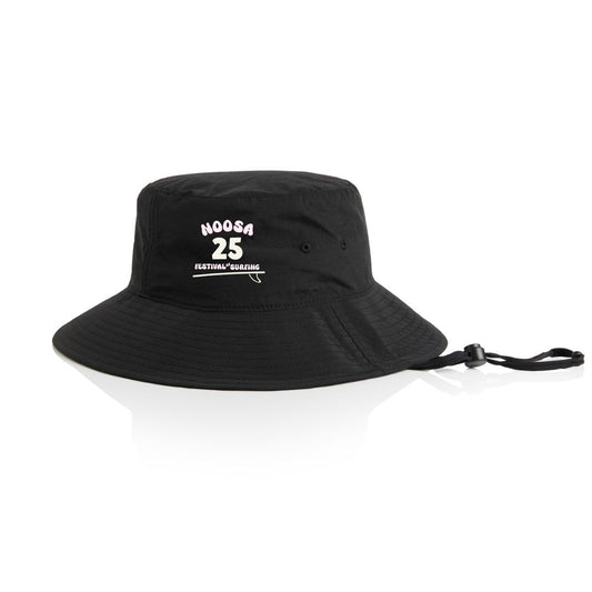 2025 NYLON WIDE BRIM EMBROIDERED BUCKET - BLACK/LIGHT PINK